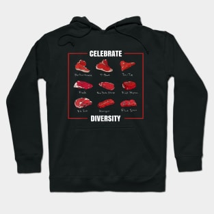 Funny Steak Celebrate Diversity Types of Steak Lovers Hoodie